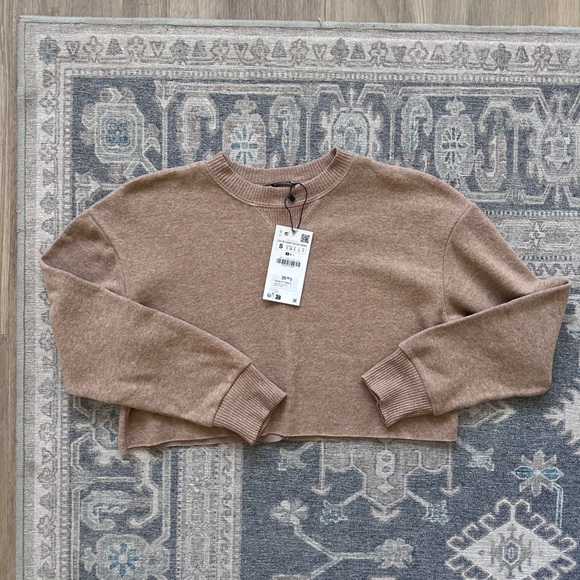 Zara Sweaters - Zara Tan Crop Sweater Size Small BNWT